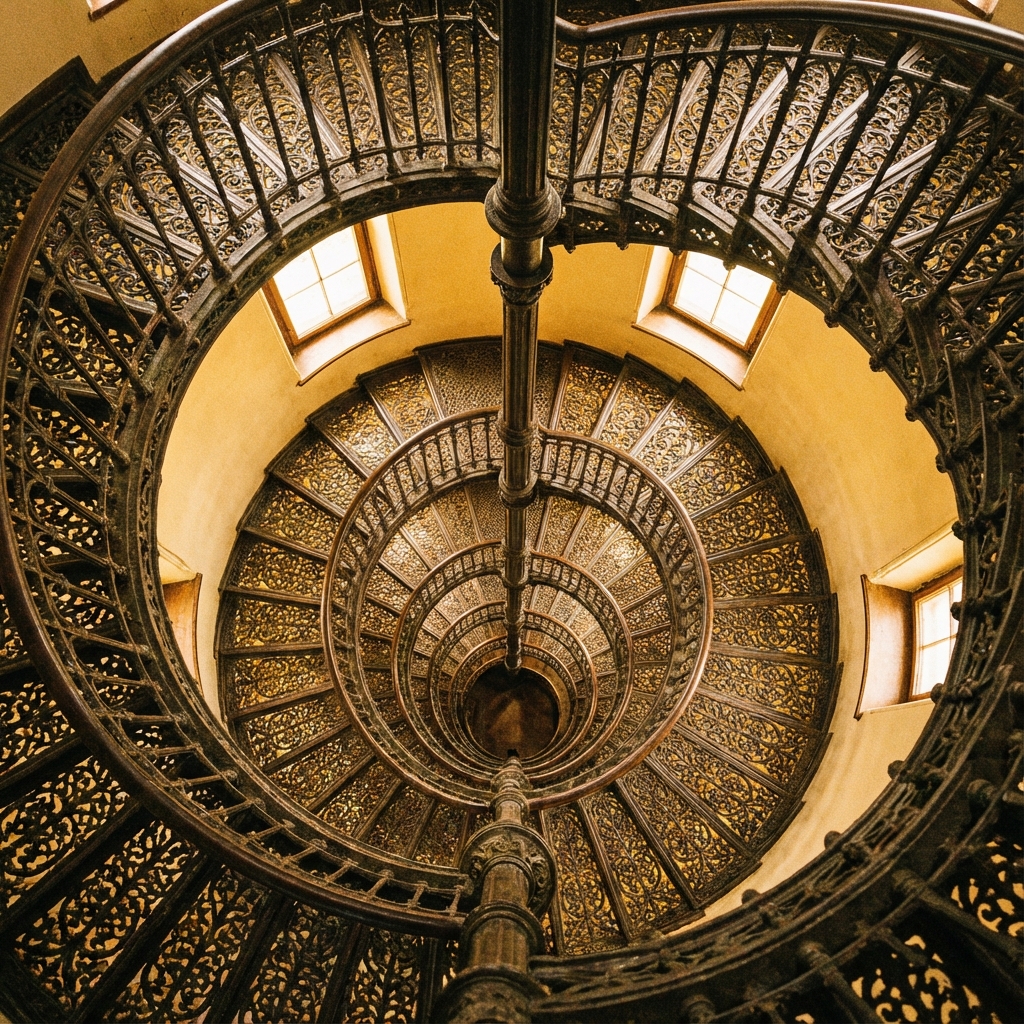 Die berühmte freitragende Wendeltreppe im Jagdschloss Granitz